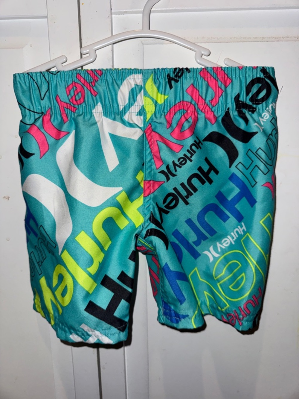 Hurley Teal Swim Shorts with Multicolor Logo Print